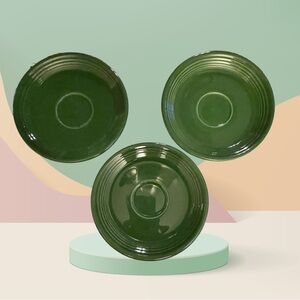 3 Vintage Fiestaware Forest Green Saucers